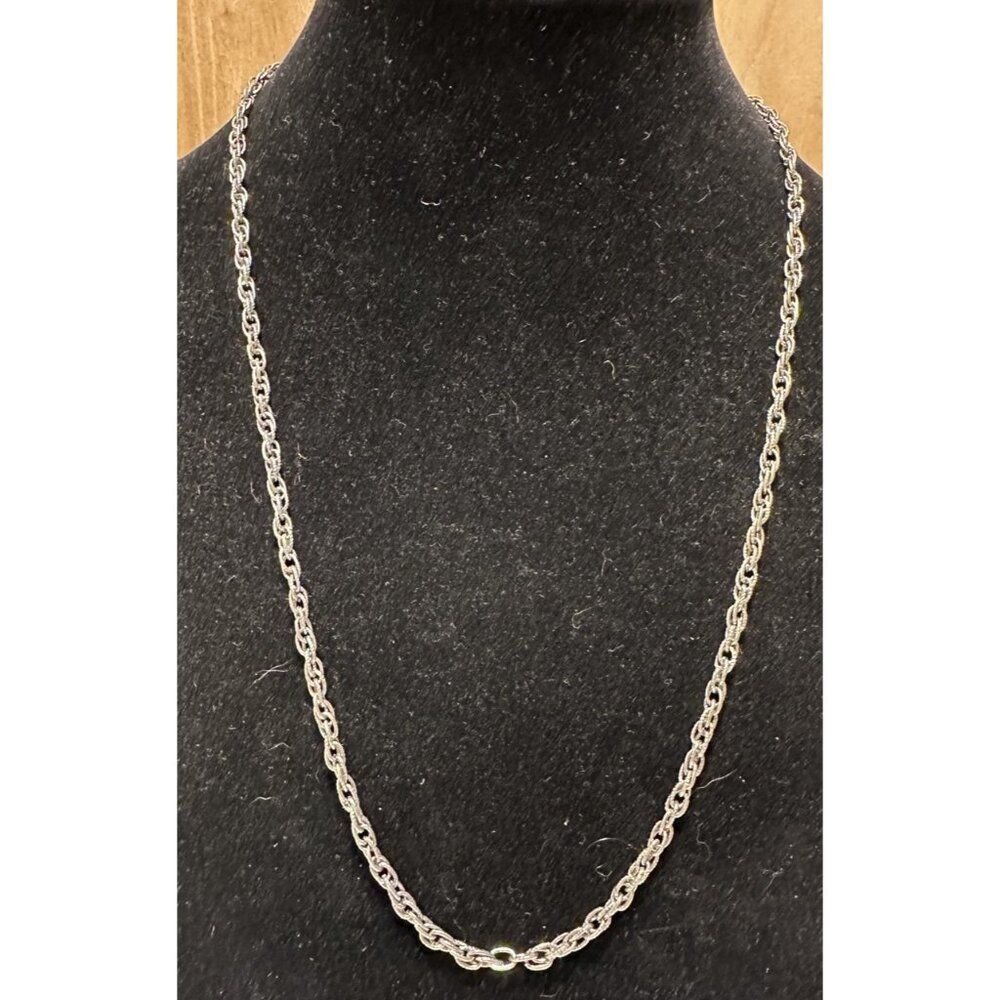 Sarah Coventry Rope Chain Necklace 24" Silver Tone Rope BIB N TUCKER MCM VTG